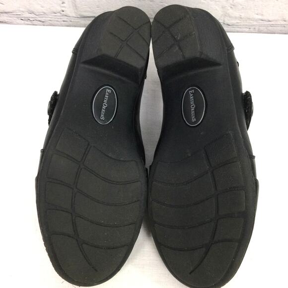 Earth Origins Madison Round Toe Chunky Heel Black Leather Slip On Women's Size 7 - Picture 10 of 13